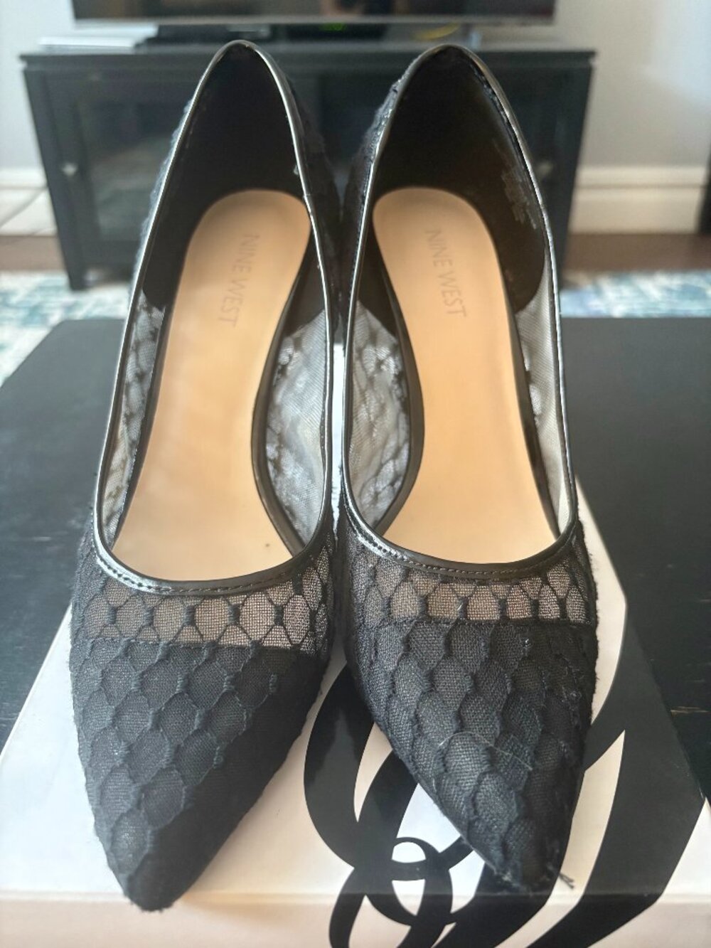 Nine West black Gwendle 2 stilettos size 7.5 in box
